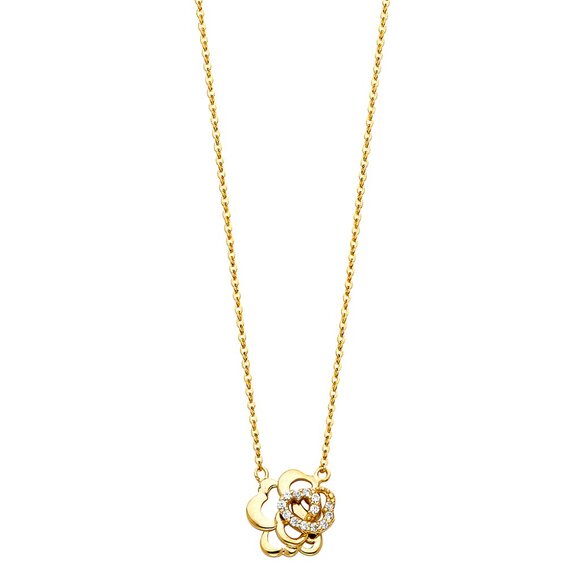 New Fancy 14K Yellow gold Necklace 18" inches Adjustable